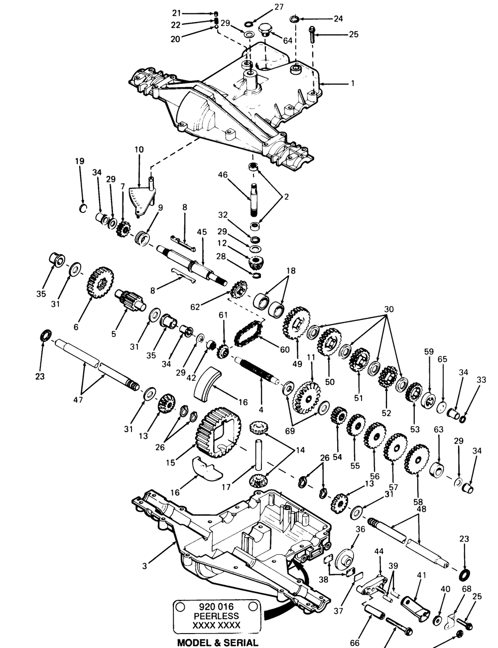 Transaxle Model No. 920 016 Diagram and Parts List for 1015 126001-207400-130200100-131200D100-138200100-139200100 Cub Cadet Lawn Tractor
